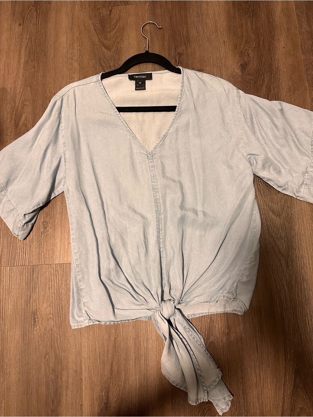 Karen Kane Light Blue Tie-Front V-Neck Blouse XS